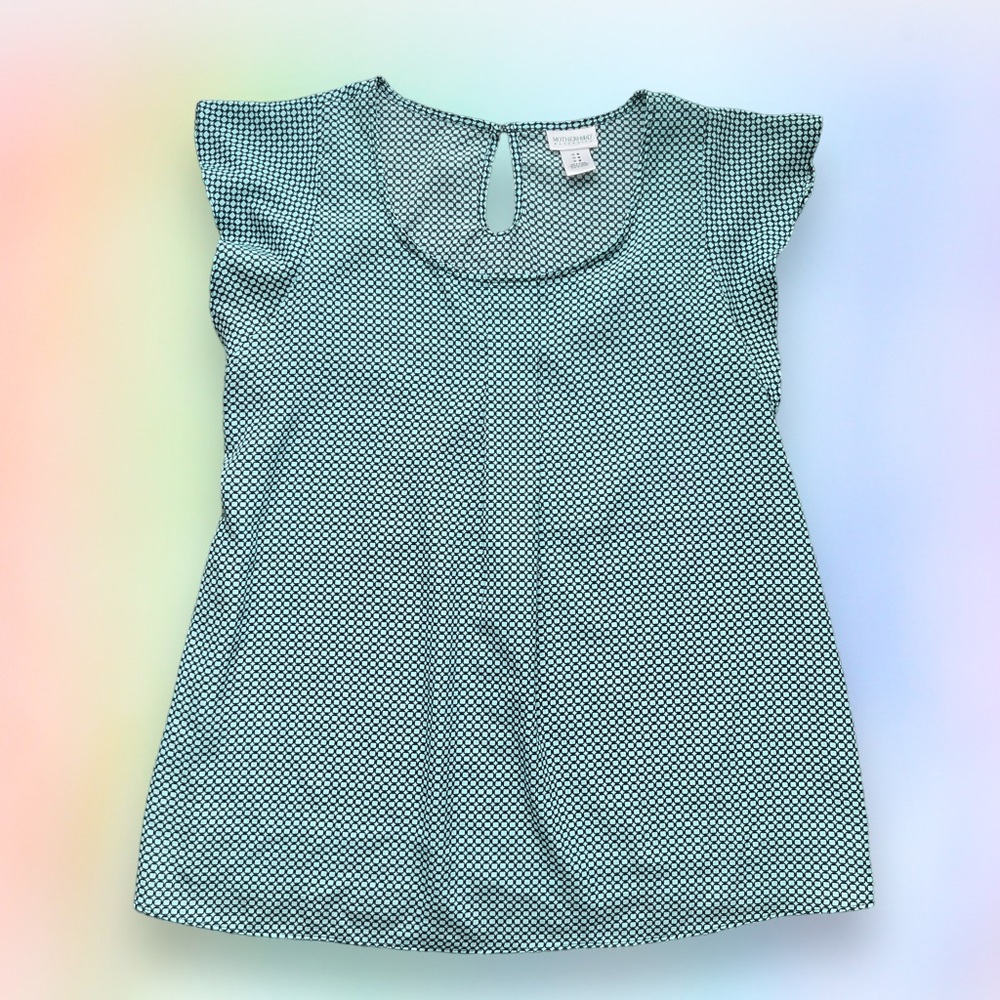 Motherhood Maternity Spring Summer Blouse Medium Blue Green